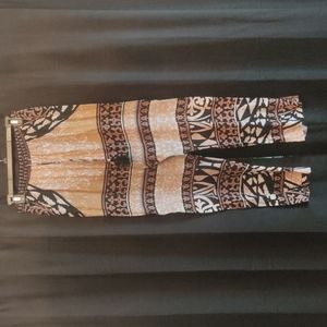Hale Bob pants, medium, black,cream, brown and white pattern